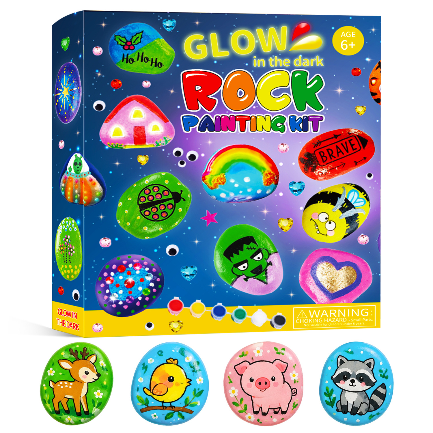Cross-border Hot Sale Hand-painted Stone suit Children's Science and Education Toys Stone Multicolor Painted suit Creative Graffiti Painted