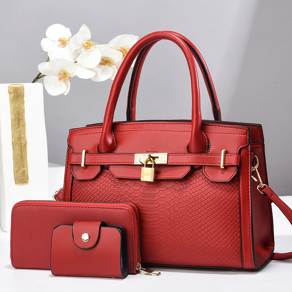 Taizhou bolsos de mujer bolsos grandes bolsos de tres piezas bolsos de cerradura colgante bolsos de comercio exterior
