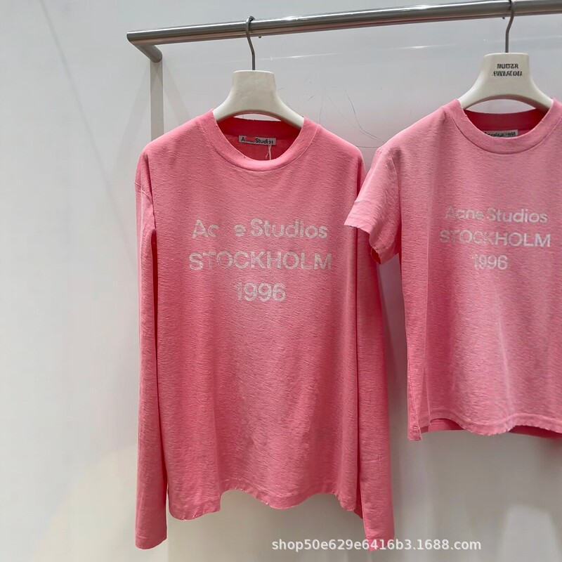 Complete with three labels, AC 26 vintage 1996 printed letter versatile long-sleeve loose T-shirt for women, suitable for sun protection