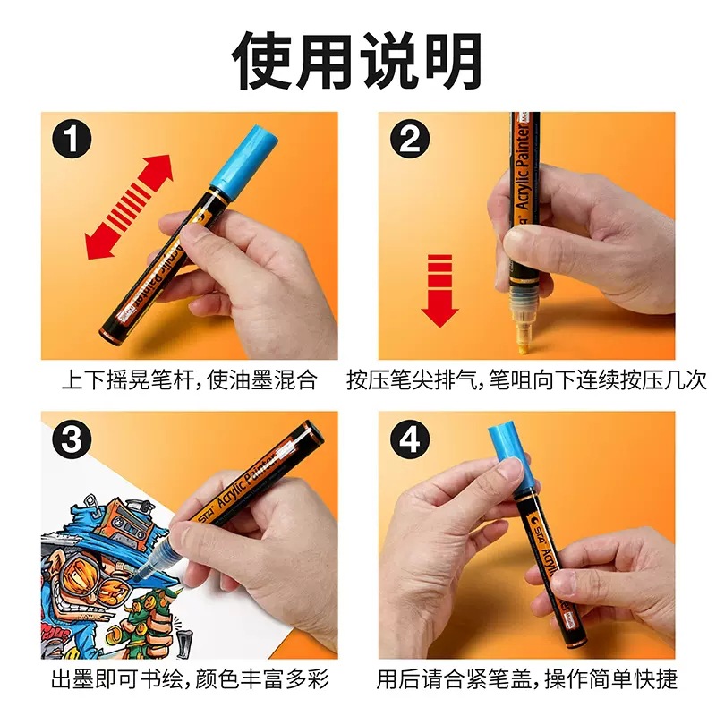 STA marcador de pintura acrílica 12/24/36 color pluma de tela DIY graffiti pluma niños pintado a mano diseño color