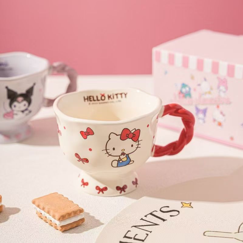 Sanrio Coulomi tazas de cerámica para niñas de alto valor facial tazas de agua para beber Hello Kitty tazas de regalo