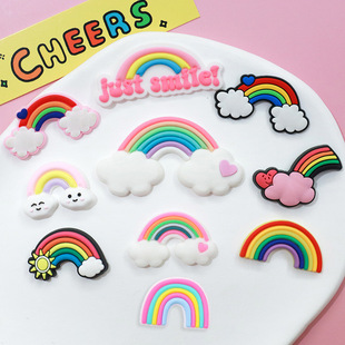 Large Heart Rainbow Soft Silicone Patch Mobile Phone Case DIY Accessories Colorful Cloud Rainbow Rubber Cartoon