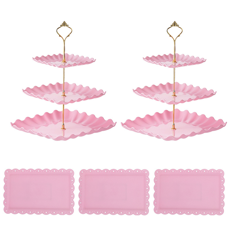 De estilo europeo de 3 capas plato de merienda plato de fruta té de la tarde postre soporte de exhibición mesa de postre soporte de la torta mesa de combinación de la torta