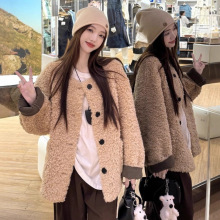 甜美风慵懒宽松羊羔毛外套女秋冬新款休闲风减龄皮毛一体显瘦上衣