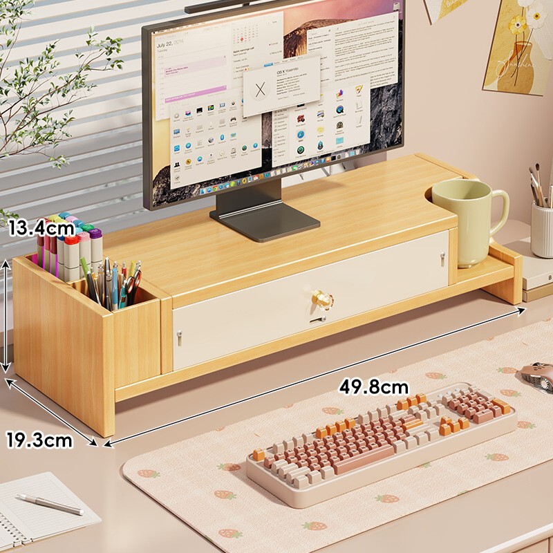 Desktop computer riser stand, display screen base bracket, keyboard tray, office desk with drawer, desktop storage Desktop computer riser stand, display screen base bracket, keyboard tray, office desk with drawer, desktop storage