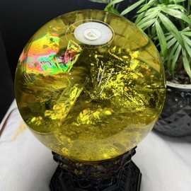 天然黄水晶球原石摆件水晶球开业礼物家居玄关摆件巴西原石打磨