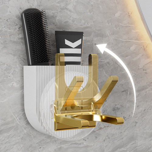 Multifunctional hair dryer rack bathroom wall-mounted punch-free storage rack hair dryer comb storage box wall hanging rack