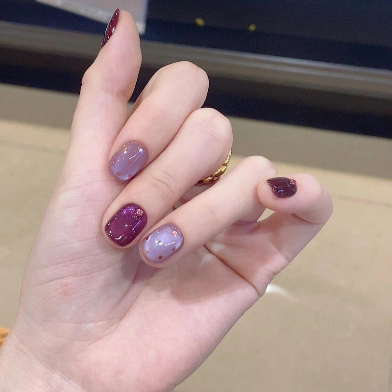 Whitening Purple Manicure Ins Style Cat Eye Handmade Wearable Nails Wholesale Beanie Nails Fake Nails