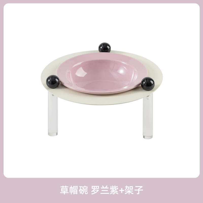 Sombrero de paja simple tazón + marco de círculo de metal blanco (Loran Púrpura)