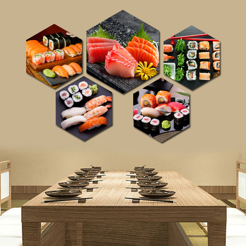 日式餐厅三文鱼刺身美食挂画日本料理寿司店装饰画居酒屋墙面壁画