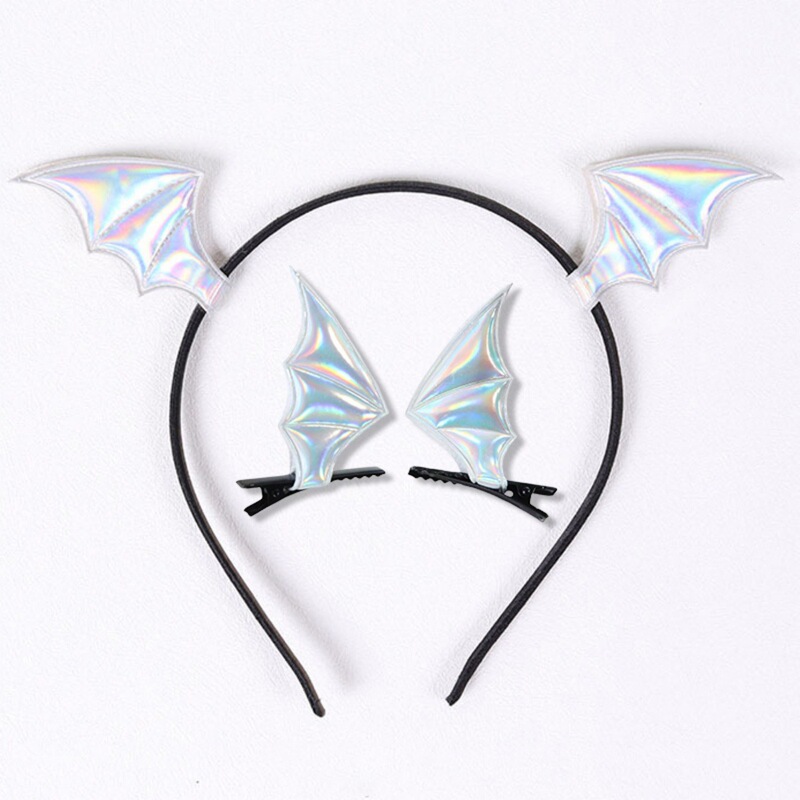 ホット販売ハロウィン帽子コウモリヘアピンヘアバンドセット小悪魔レザーアクセサリーフェスティバルパーティー小道具ヘアアクセサリー|undefined