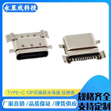 TYPE-C��ˮĸ�� 12P�����NƬ ���_���SMT �����⚤ �����ˮ���^