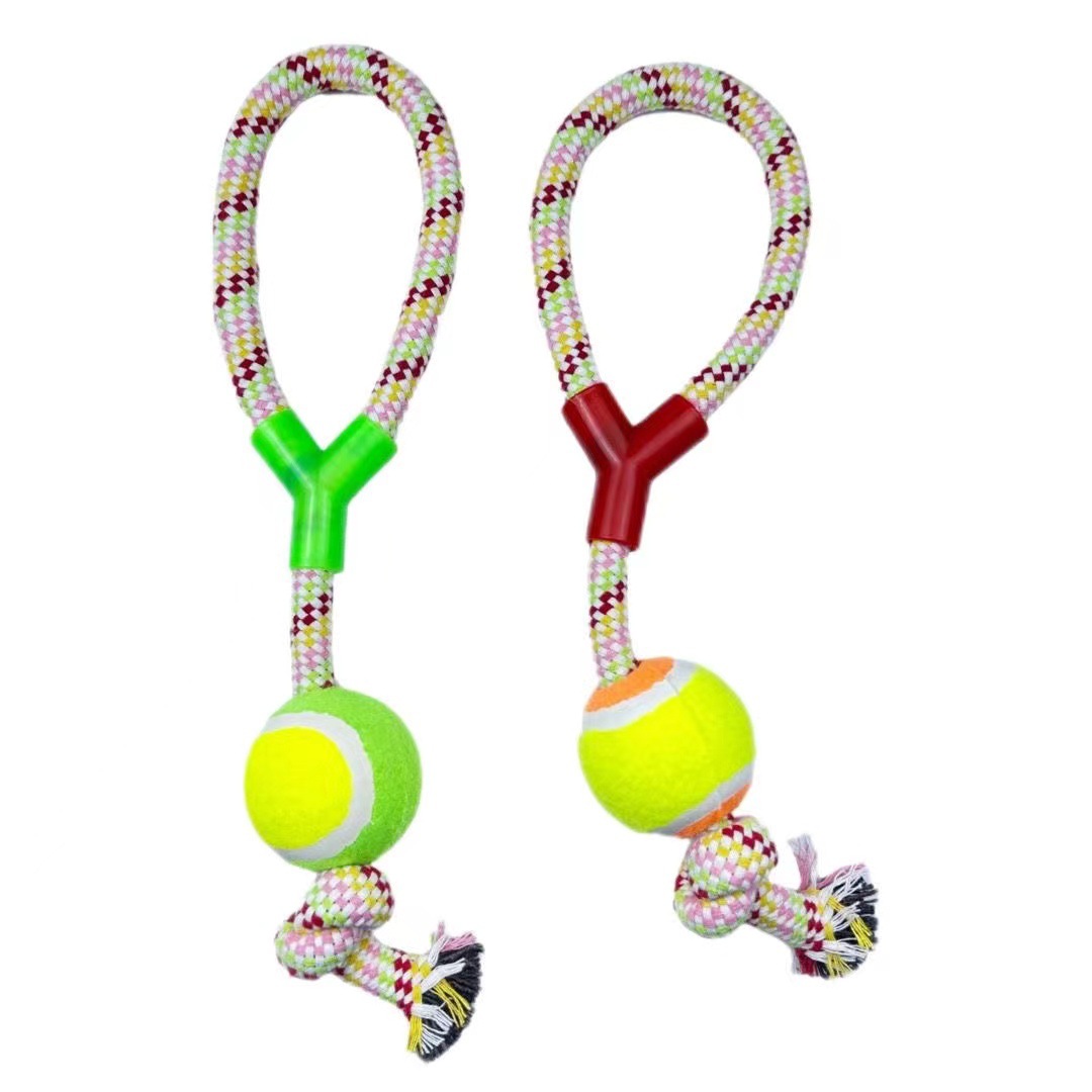 Perro resistente a la mordida, juguetes de cordón de algodón para perros de tamaño mediano y grande juguetes de tenis, artículos de mascotas de un solo nodo tipo Y image 3