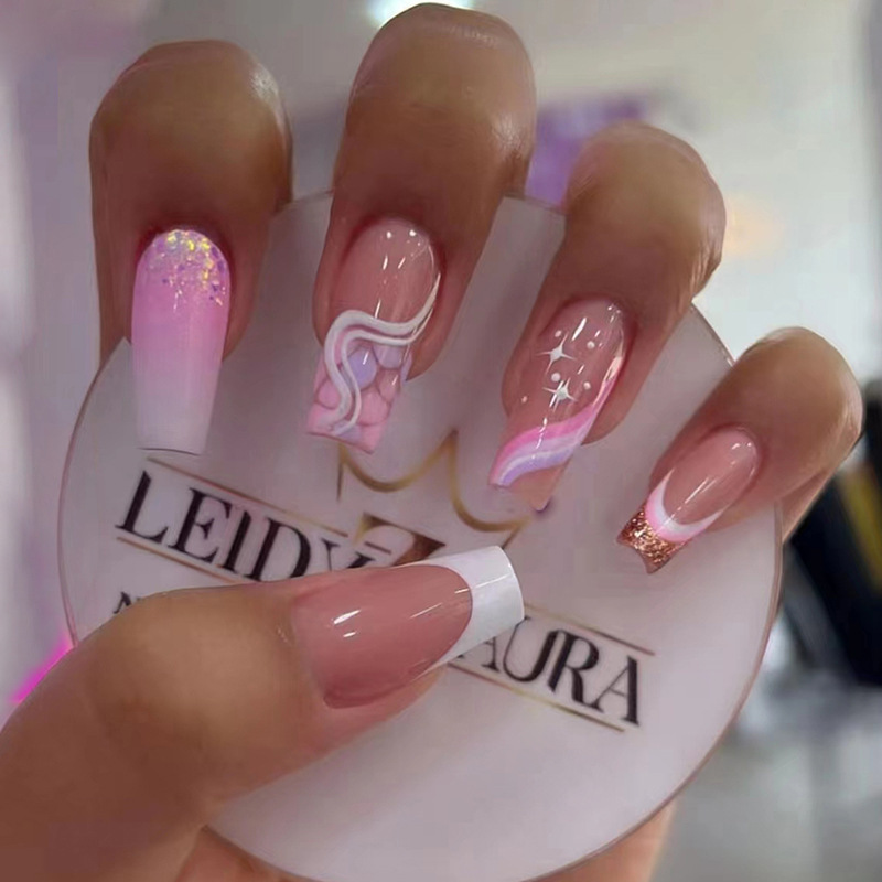 Spice Girls European and American New Nail Art Nail Patch Fashion Light Luxury Style Girl Star Flash Long Wear Armor Wholesale Spice Girls European and American New Nail Art Nail Patch Fashion Light Luxury Style Girl Star Flash Long Wear Armor Wholesale