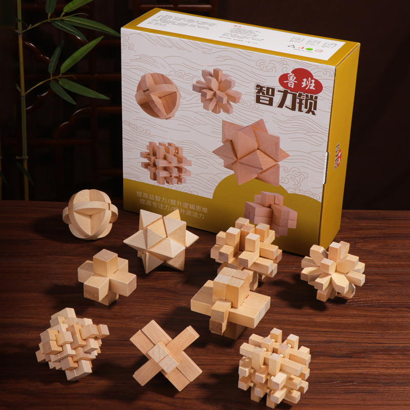 Juguetes educativos de madera para niños Bloqueo de inteligencia Luban bloqueo traje estudiantes de la escuela primaria conjunto completo de desarrollo de inteligencia desbloquear juego