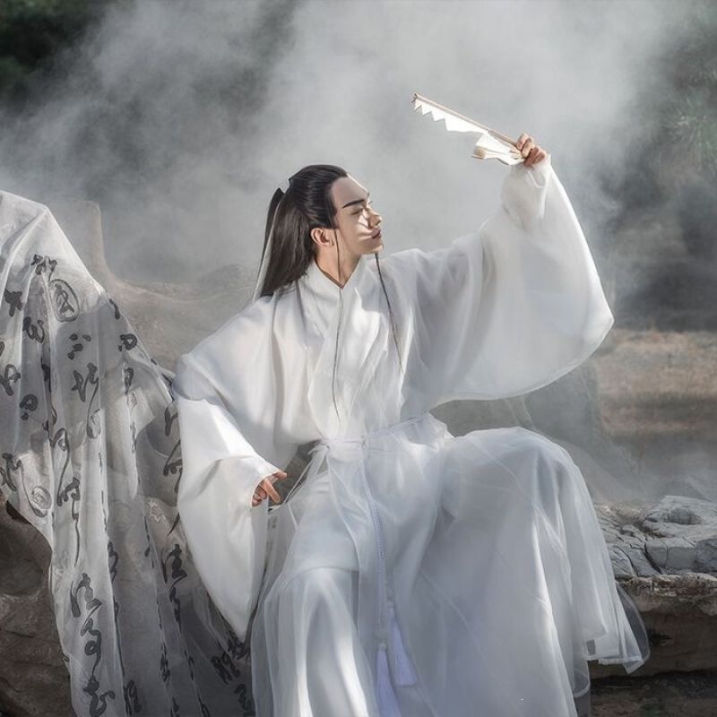Hanfu for Men and Women, Traditional Chinese Style, Men's Ancient Costume with Large Sleeves, Ancient Style Fairy Warrior, Student Chinese Style Hanfu with Cross Collar