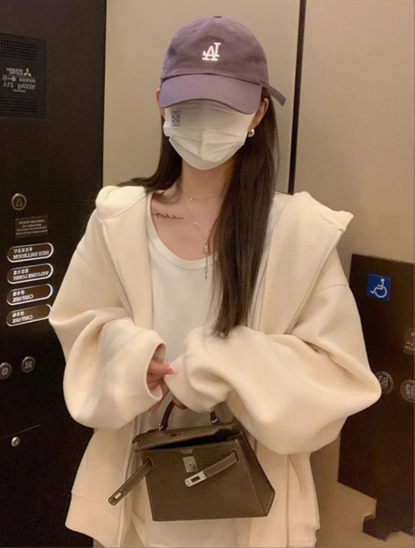Ins超火連帽衛衣女春秋oversize薄いコート韓国版ファッションゆるい怠惰なカーディガン上着|undefined
