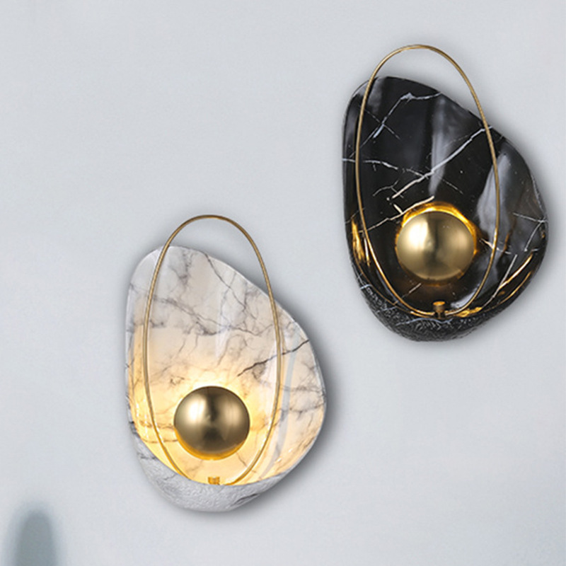 lámpara de pared de conchas de resina nórdica sala de estar dormitorio cabecera de cama pasillo postmoderno diseñador de arte creativo lámpara de pared de resina