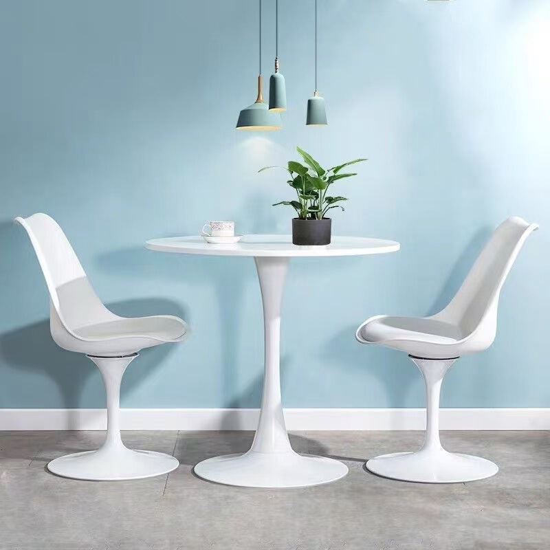 Modern Nordic Fashion Simple Light Luxury Eames Milk Tea Shop Swivel Chair Leisure Dining Chair Negotiation Reception Table and Chair Combination