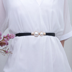 French style single product Korean style retro pearl buckle girdle sweater coat hook belt elastic elastic belt for women