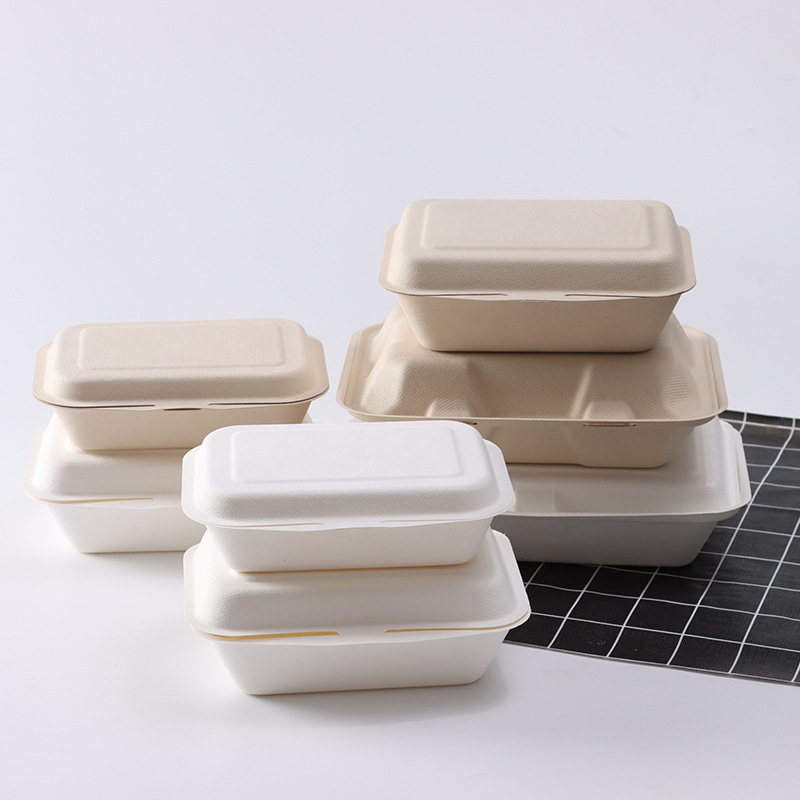 使い捨てパルプ弁当箱サトウキビ連体軽食サラダの出前梱包分格蓋付き分解可能弁当箱|undefined