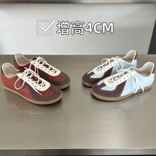 现货真皮复古小众德训鞋女新款软底系带休闲运动鞋通勤阿甘鞋板鞋