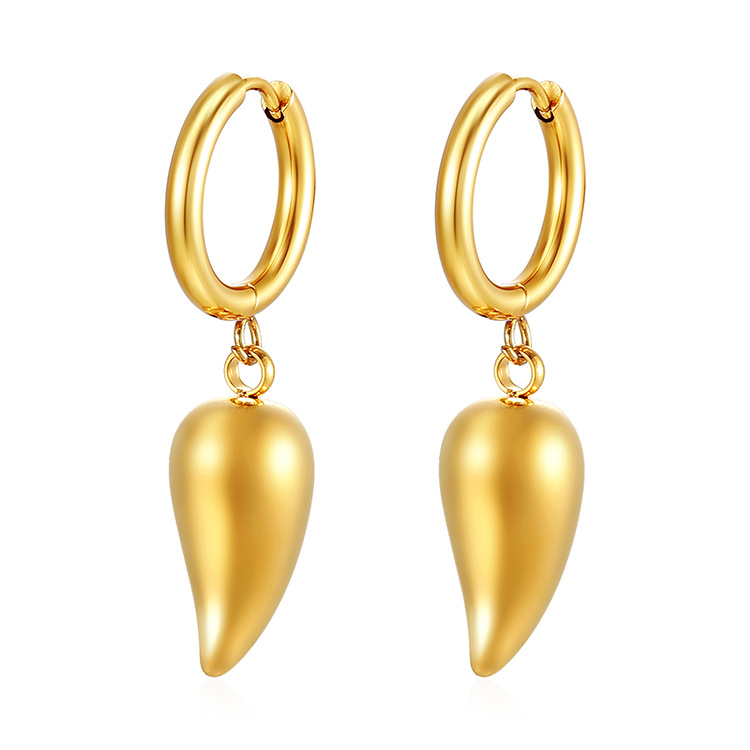 Moda europea y americana aretes redondos de acero inoxidable pendientes de gota de agua pendientes de moda femenina simple chapado 18K aretes