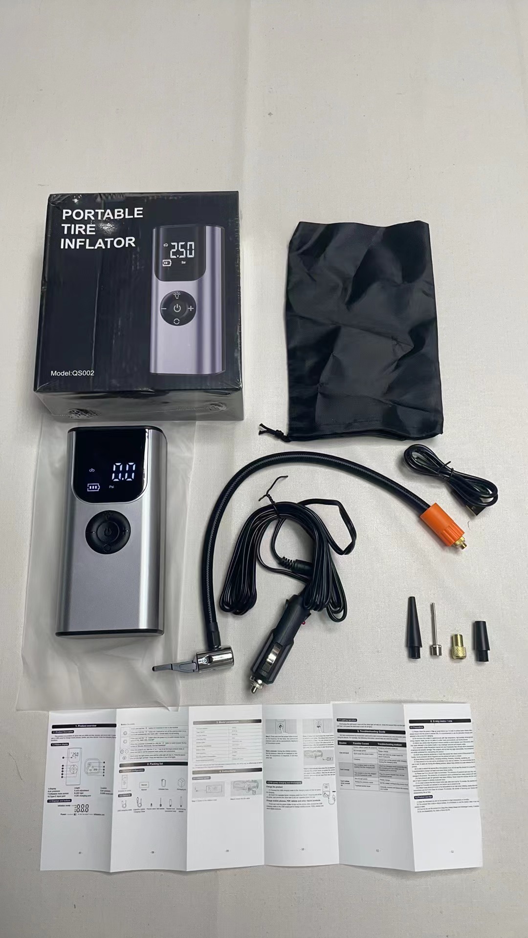Cross-border vehicle-mounted wireless air pump portable air pump car tire with tire pressure measurement car electric air pump