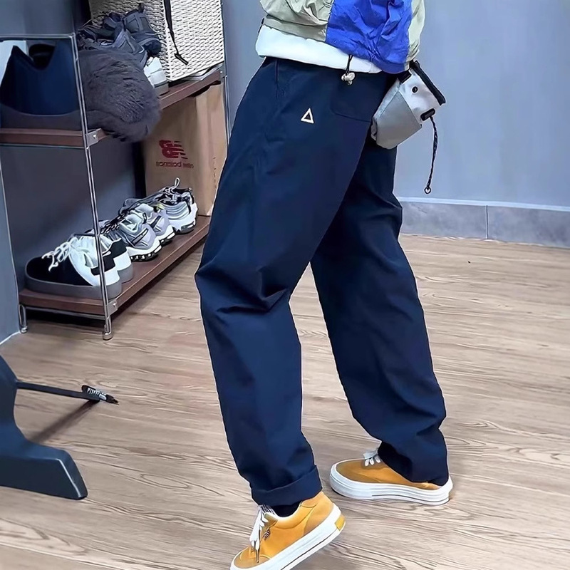 2025 New Functional Small Triangle White Label Loose Tapered Thin American Style Work Pants Men's and Women's Casual Pants