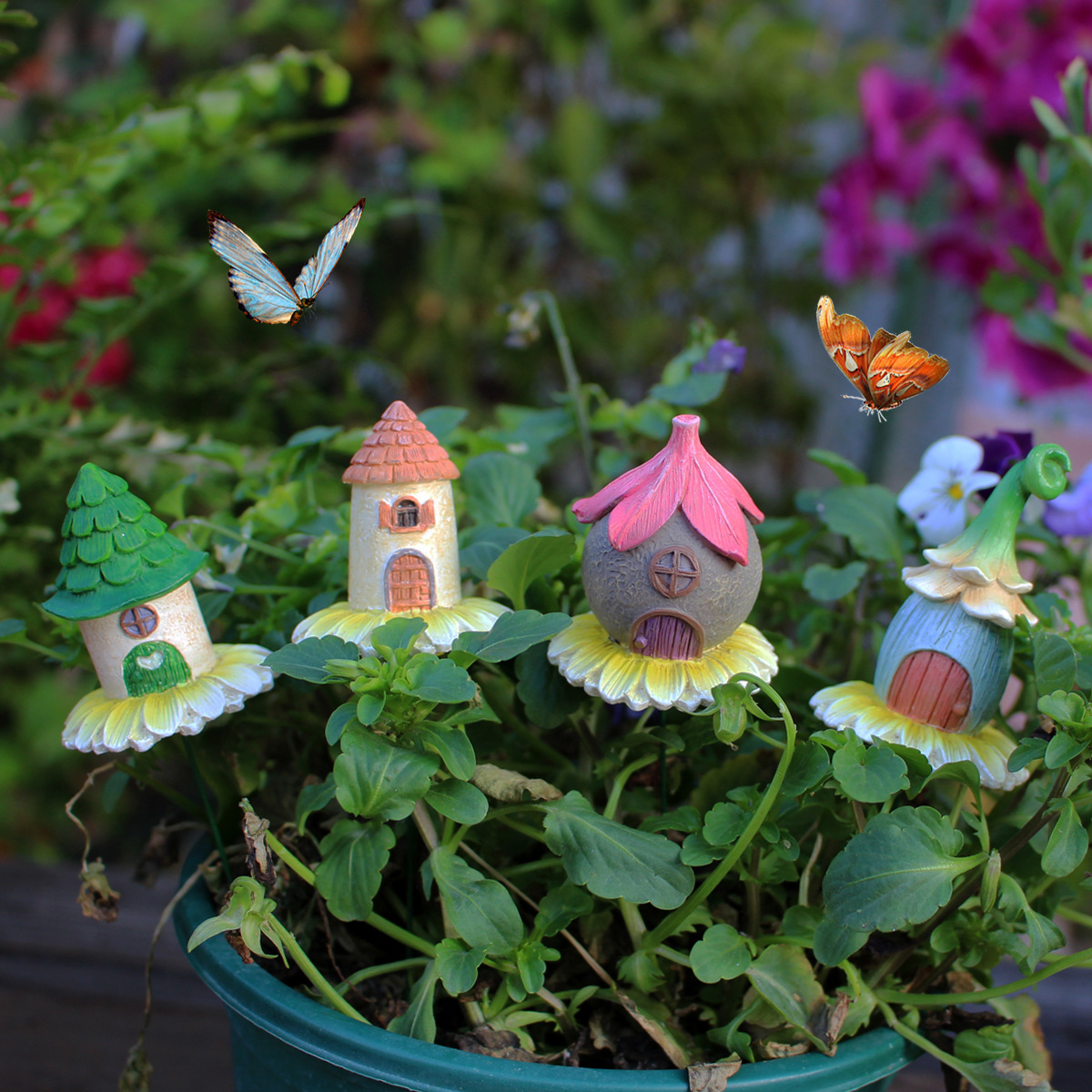 American Country Garden Courtyard Lawn Resin Plug-in Simulation Color House Plug-in Outdoor Courtyard Creative Decoration