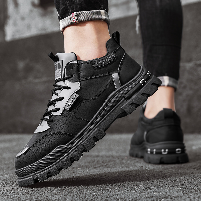 Zapatos de hombre otoño-invierno 2024 nuevo tipo de ropa de trabajo para hombres ocio versátil cuero antideslizante desgaste zapatos de montaña de suela gruesa