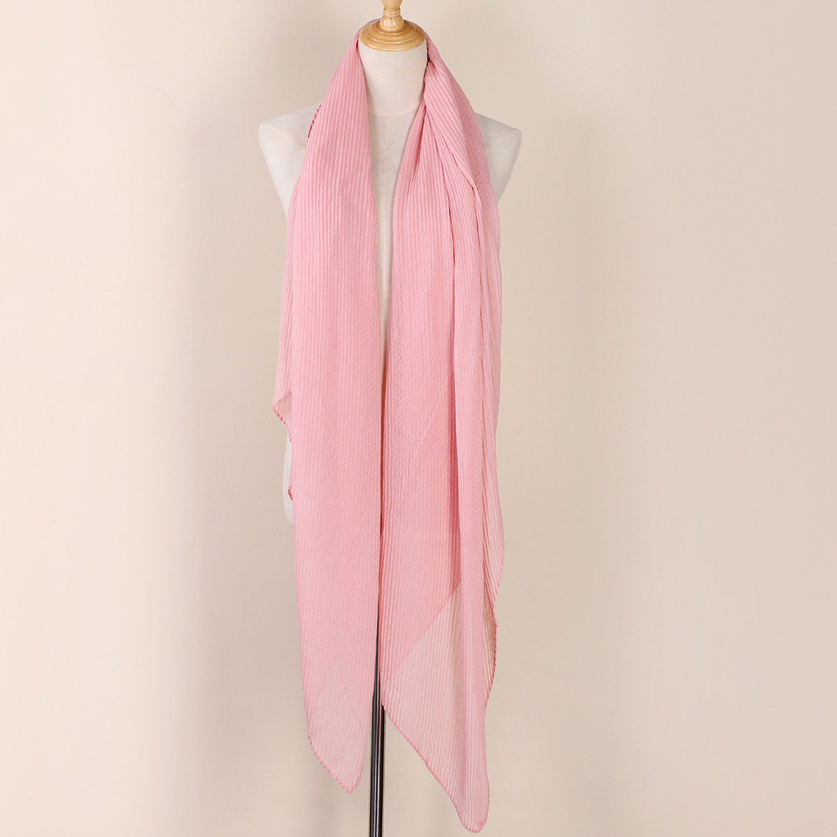 Women's Scarves wrinkled fashion plain wrinkled wrap headscarf solid color voile long shawl_voghion.com