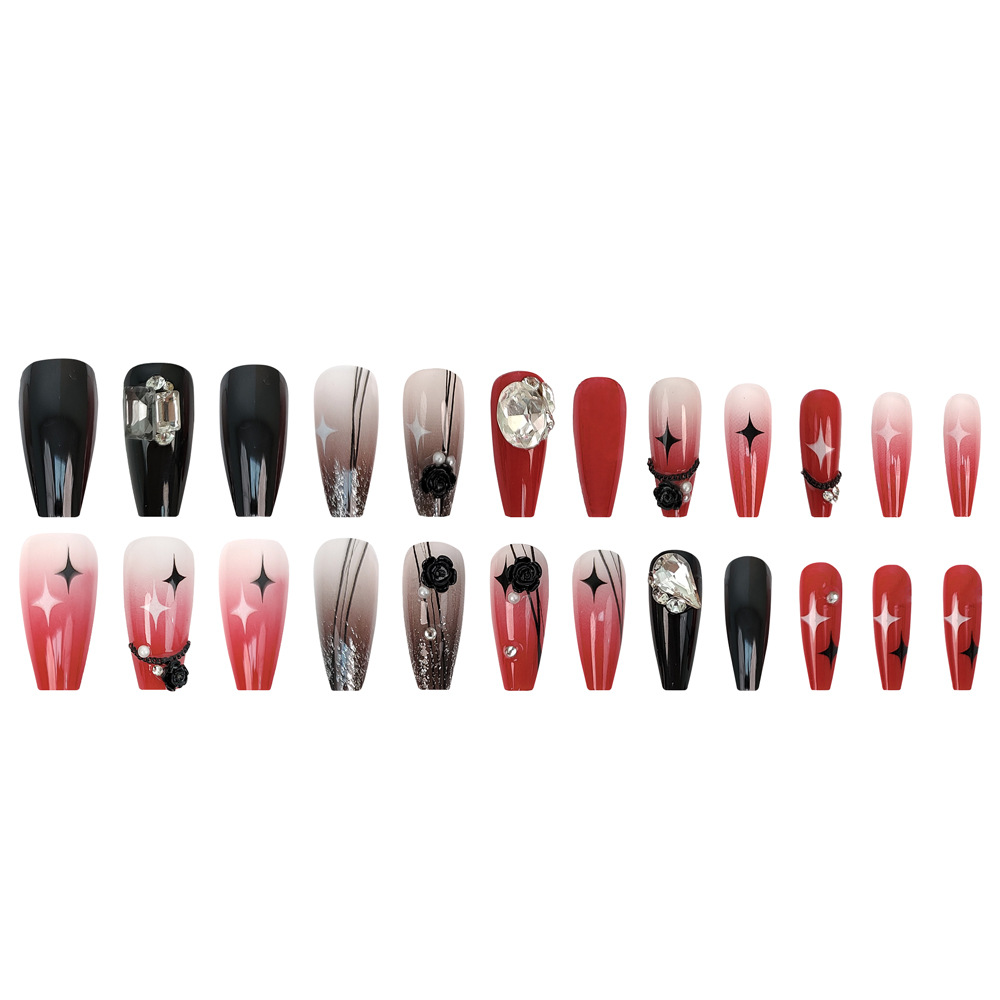 Armor portátil hecho a mano Xiaohongshu Douyin estilo explosivo fototerapia parche de uñas tridimensional 24 piezas uñas postizas image 6