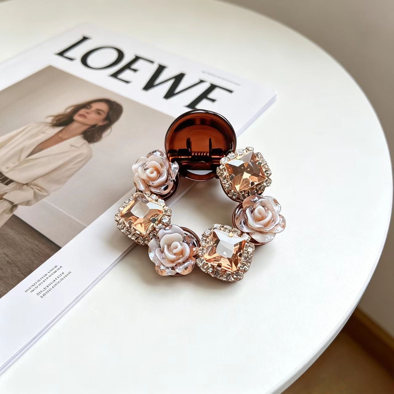 60#【커피】스퀘어 다이아몬드 카멜리아 스몰 라운드【4.5cm】