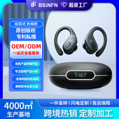 カスタマイズされた新しい国境を越えたノイズ除去hd通話bluetooth 5.4イヤホンは、長い間、痛みのない無線イヤホンを装着しています