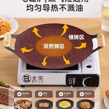 露营烤盘家用电磁炉韩式烤肉盘户外卡式炉烧烤盘便携铁板煎锅烧烤