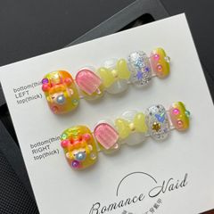 Hand-painted in Pure Artistry: Playful Bubble Girl with Cute Nail Art, Adorable Cartoon Nail Stickers for Young Girls' Hearts