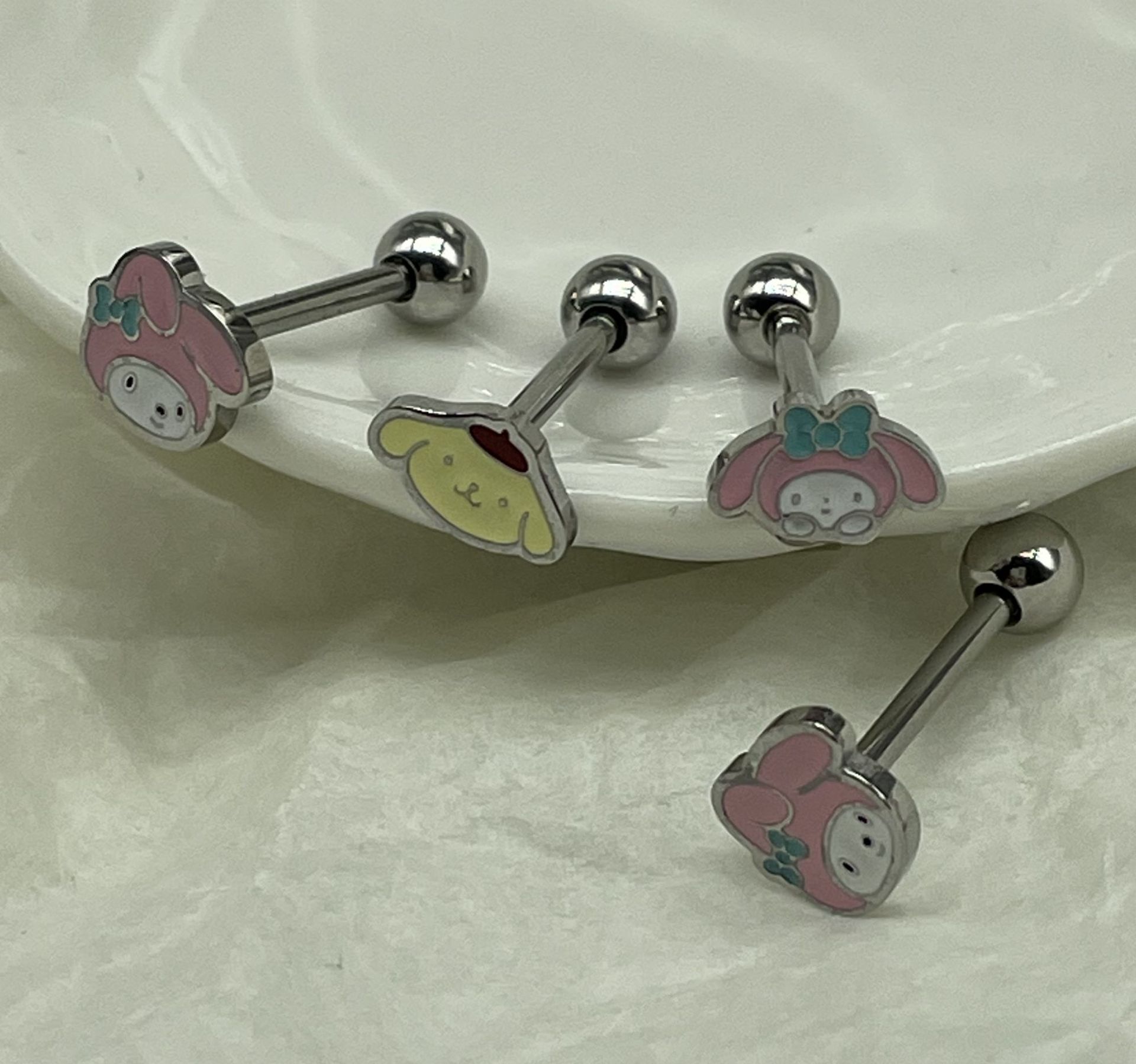 Fashion Rabbit Titanium Steel Plating Tongue Nail 1 Piece