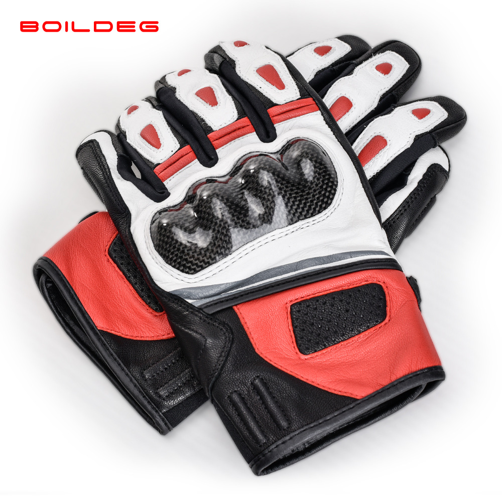 Riding cowhide motorcycle gloves, anti slip, wear-resistant, and shock-absorbing all finger riders, riding protective_voghion.com