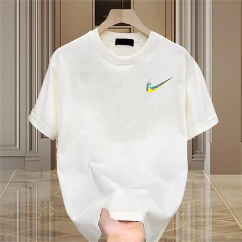 Summer new style short-sleeved t-shirt, men's American heavy-weight fashion brand, couples's half-sleeve top, loose casual round-collar base shirt