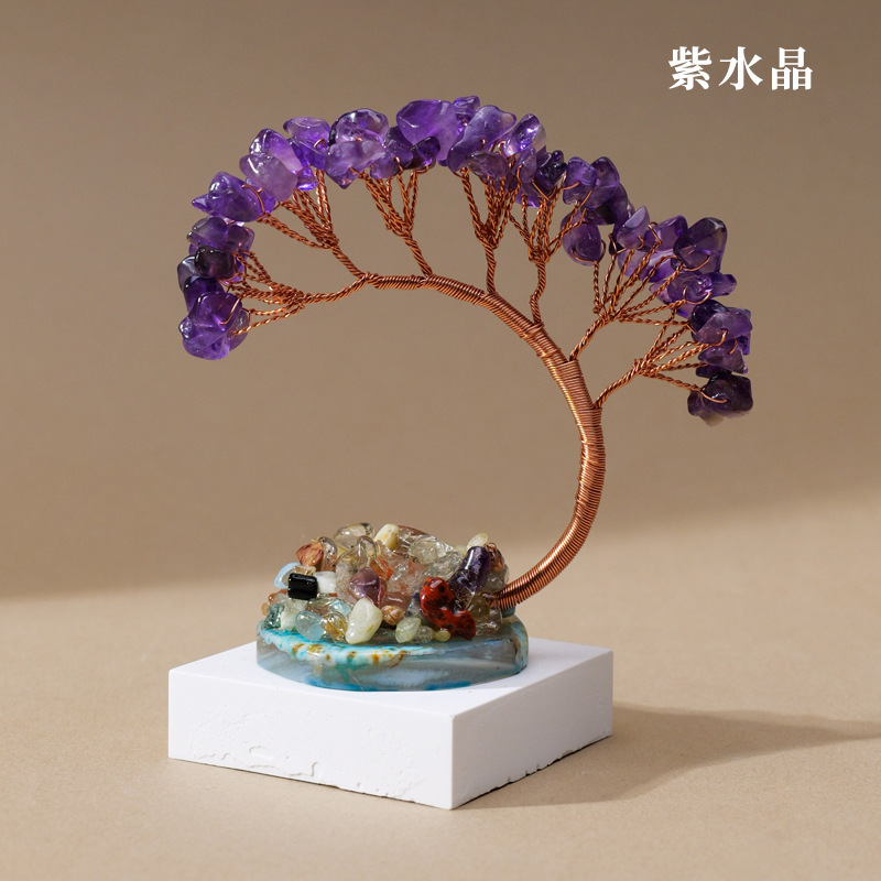 クリスタルフォーチュンツリー天然クリスタル装飾品 7 色クリスタルクリスタル砂利フォーチュンツリーテーブル装飾品クリエイティブギフト|undefined