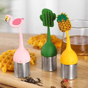 304 Stainless Steel Silicone Tea Strainer Tea Leaf Filter Creative Cute Tea Residue Separator Wholesale Teapot Tea Set