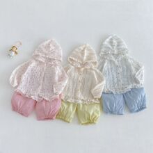 女童卡通空调衫2026新款夏季宝宝满版碎花印花连帽外套儿童夏装潮