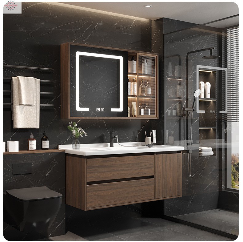 Peach-wood ceramic integrated basin, washbasin, bathroom, washstand, washbasin cabinet combination, smart bathroom cabinet set undefined