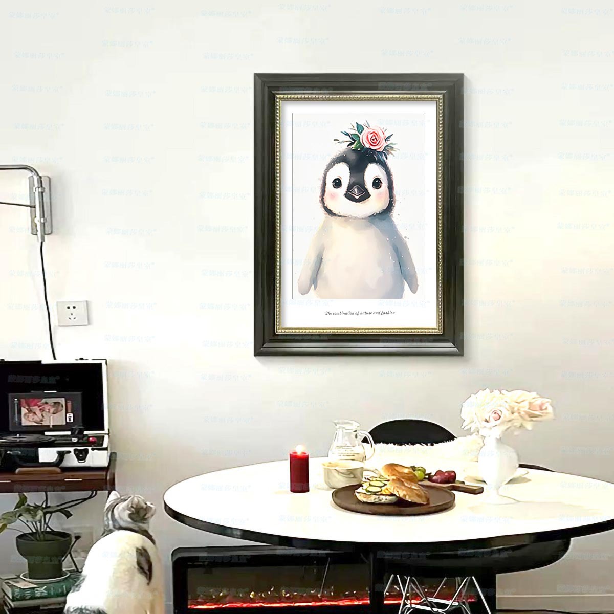 Kit de material para bordado de punto de cruz con diseño de pingüino, tamaño pequeño, acogedor, para sala de estar o dormitorio, hecho a mano, venta al por mayor del fabricante