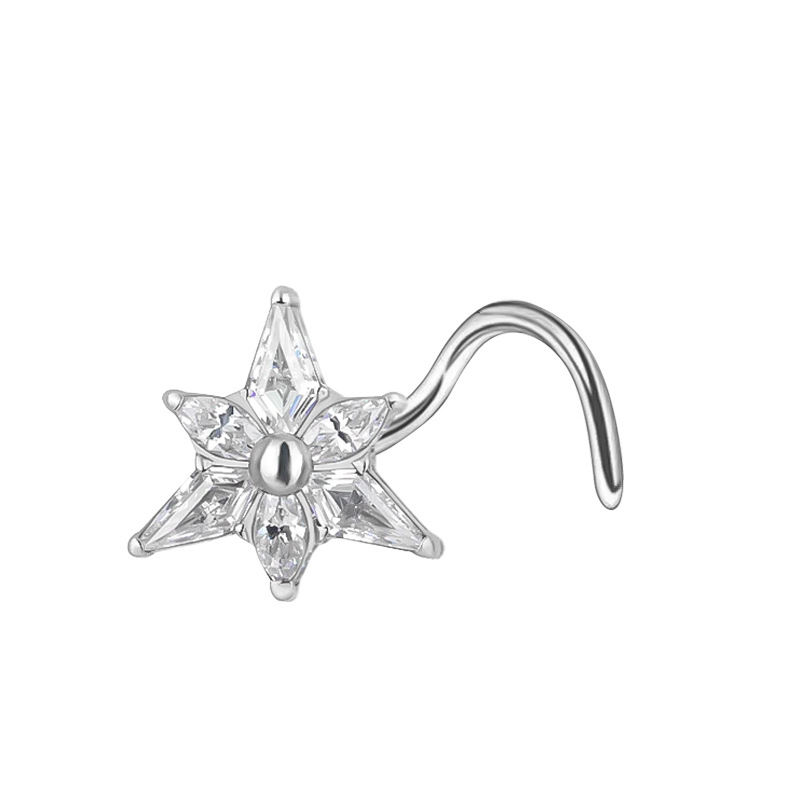 Náušnice květ zirkon vločka piercing šperky_voghion.com