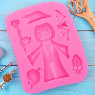 Halloween Skull Bat Witch Flip Cake Silicone Mold Chocolate Cake Decoration Tools
