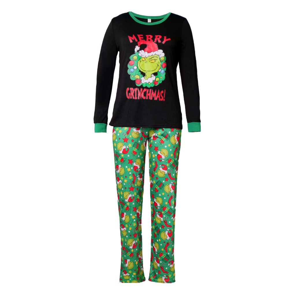 Año nuevo Otoño e Invierno Navidad padre-hijo ropa completa decoración del hogar personaje de dibujos animados padre-hijo familia tres bocas pijamas de Navidad de cuatro bocas