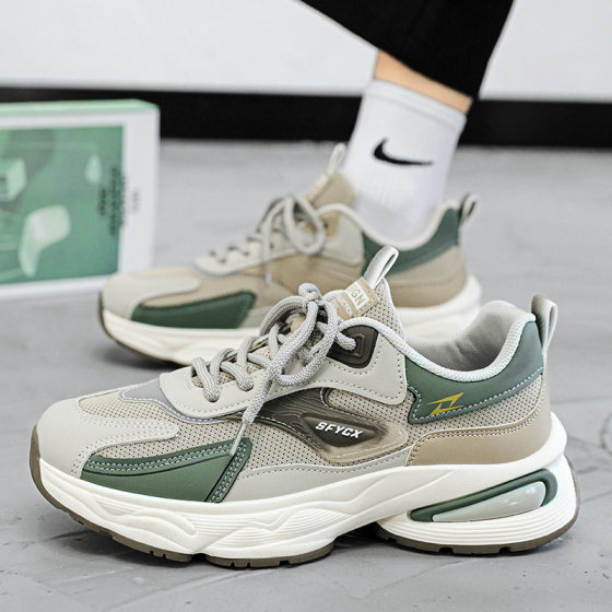 Summer Breathable Men's Shoes 2025 New Mesh Mesh Shoes Sports Leisure Junior High School Students Thick Bottom Torre Trendy Shoes