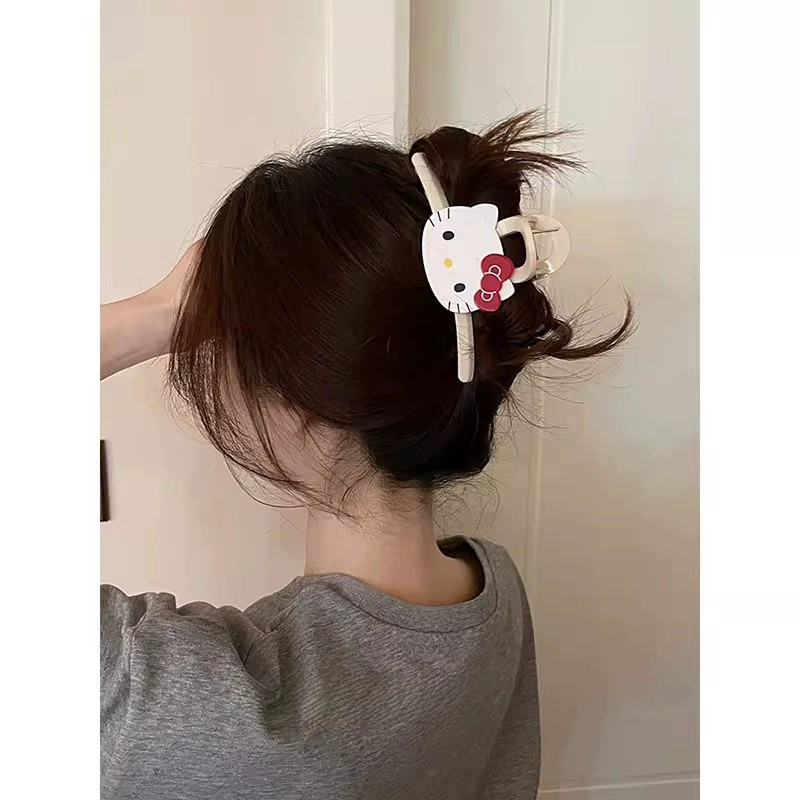 Зажим для волос (Hello Kitty) милый пластиковый заколка для волос белый или розовый лёгкий 25 г